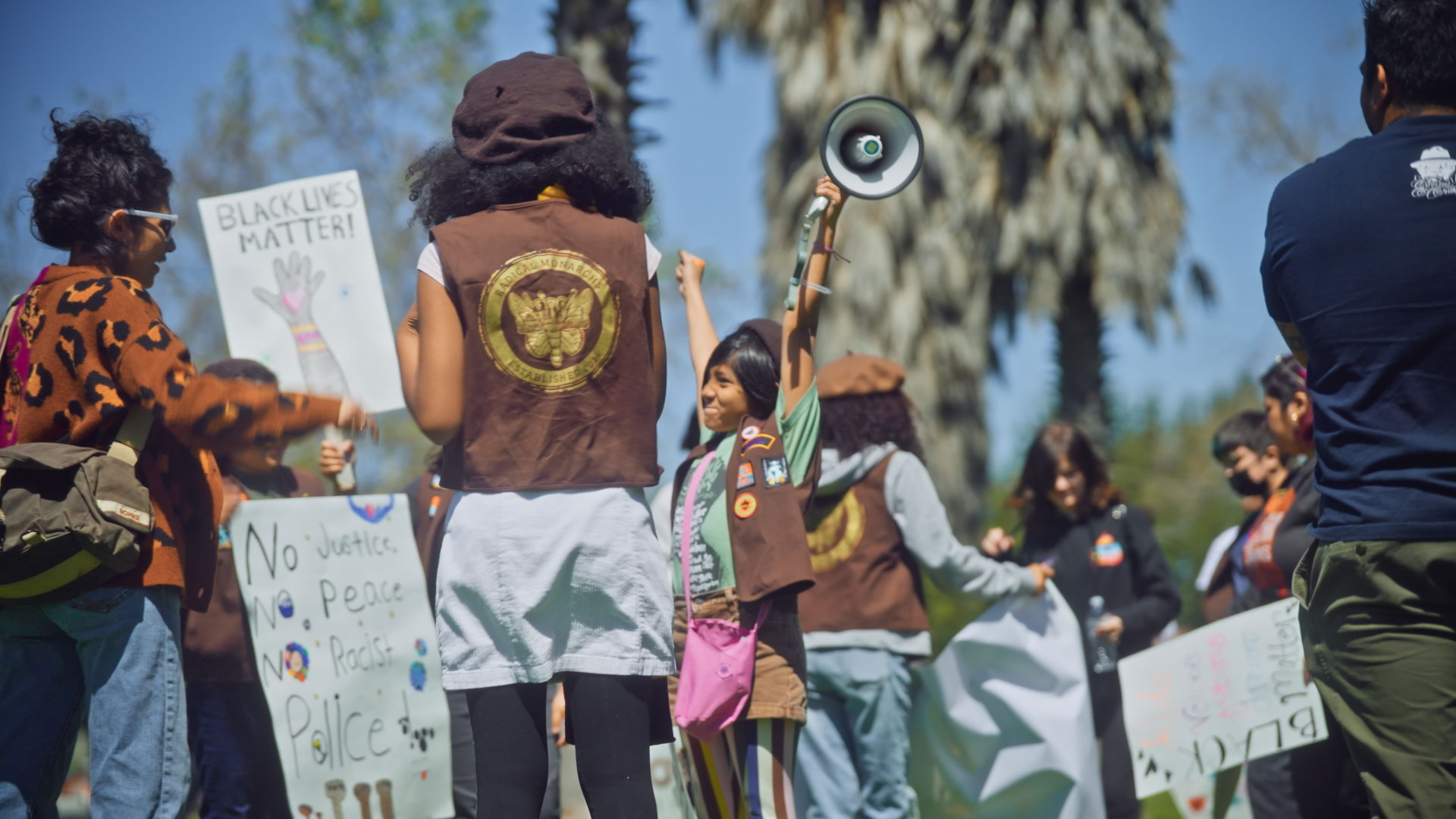 The Radical Monarchs troop prepare for their march. All images are courtesy of Sesame Workshop